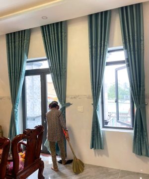 Alternative view of Rèm Cửa Tại An Hội Đông 251119 - Rèm Gấm Thêu 3 Lớp  | Cản Sáng 98%