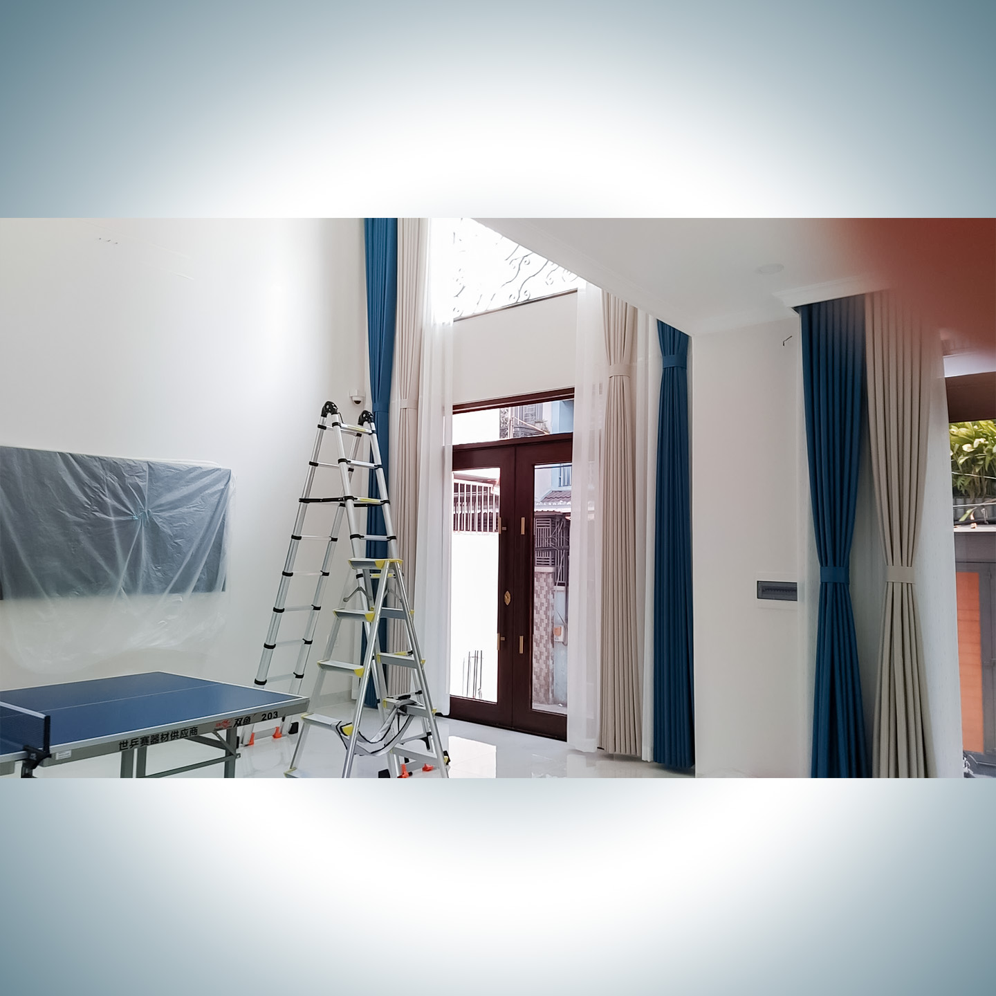 Thi Công Rèm Cửa Thông Tầng Phòng Khách Tại Lê Đức Thọ An Hội Tây | Rèm Cửa Thiên Kim - Ảnh 5