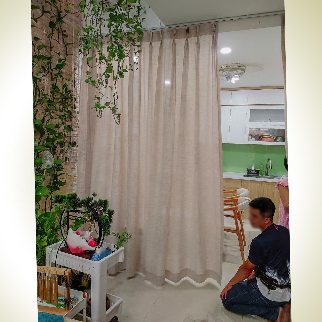 Lắp Đặt Rèm Cửa Đường Nguyễn Văn Lượng Gò Vấp – Rèm Spa Vải Voan Linen May Xếp Ly - Ảnh 3